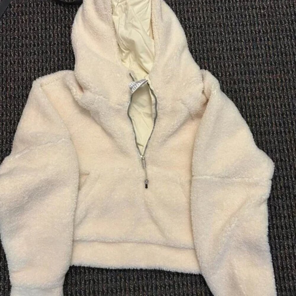 LULULEMON Scuba Oversized Half-Zip FLEECE Hoodie S/M White Opal - Picture 4 of 5